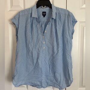 GAP Light Blue and White Striped Shirt